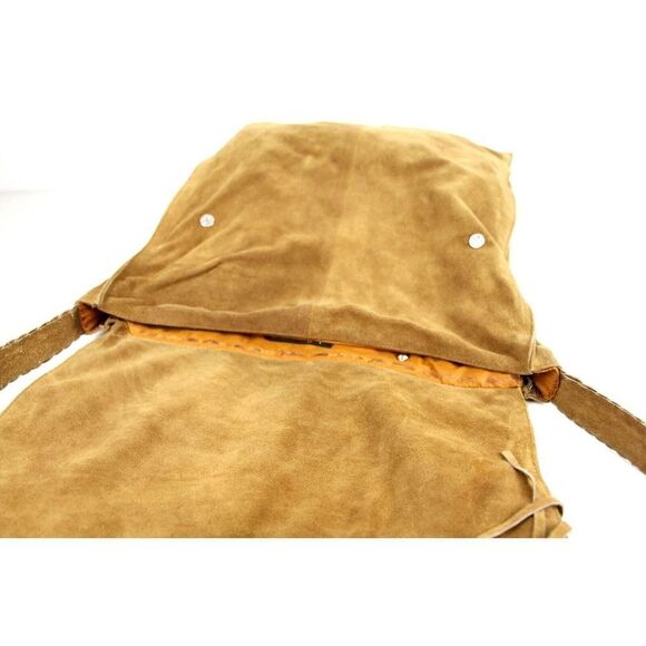 Shelley Wenum TAN BROWN GENUINE SUEDE FLORAL FLAP SHOULDER BAG HANDBAG PURSE - Picture 11 of 16